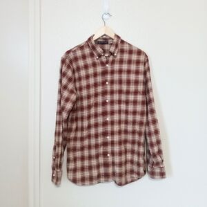 Brandy Melville Men's Long Sleeve Button Down Casual Plaid Flannel Shirt